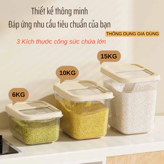 Hộp Đựng Gạo MCM Home Chịu Tải Tốt Có Nắp Đậy Kín Ngăn Bụi Ngừa Côn Trùng, Tiện Lợi Di Chuyển Linh Hoạt 6kg/10kg/15kg