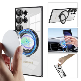 Áp dụng cho Ốp điện thoại Samsung S24ultra 360 ° Giá đỡ xoay Bảo vệ ống kính mạ điện hút từ tính A05 Vỏ mềm chống rơi