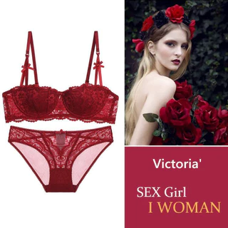 Victoria 's Secret Bra Leah Gợi Cảm Bộ Nửa Cốc Mỏng Ngực Nhỏ Quần Lót Tập Hợp