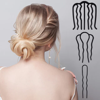 Kẹp Nĩa Tóc Kim Loại - Dụng Cụ Tạo Kiểu Tóc Đơn Giản - Lược Bên Tóc Updo Hair Sticks - Dành Cho Nữ Lược Kẹp Tóc - Kẹp Tóc Bun Lộn Xộn - Kẹp Nĩa Tóc Hình Chữ U Màu Đen