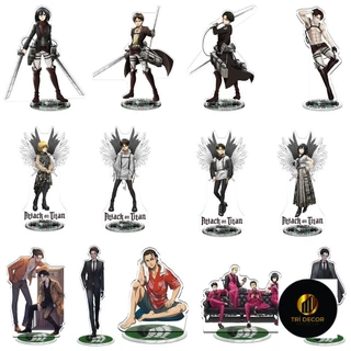 Mô hình Standee Attack on Titan Erwin Hange LEvi Eren Army Mikasa Jean Sasha 2 Phụ kiện trang trí để bàn góc học tập