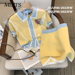 Bộ đồ dệt kim K dành cho nữ Quần áo mùa xuân Phong cách Preppy Thời trang Váy giảm tuổi Bộ đồ hai mảnh