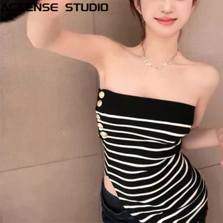 ACSENSE STUDIO áo croptop Áo 2 dây áo ba lỗ Thời trang hàn quốc Thoải mái độc đáo cổ điển Phong cách WBX2430T97 13Z240329