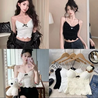 Phong Cách Mới Nơ Ren Camisole Nữ Gợi Cảm Hẹp Ôm-Fit Áo Sơ Mi Đáy Ngắn