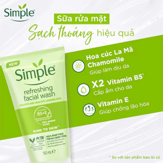 Sữa Rửa Mặt Dạng Gel Simple Kind To Skin Refreshing Facial Wash 150ml