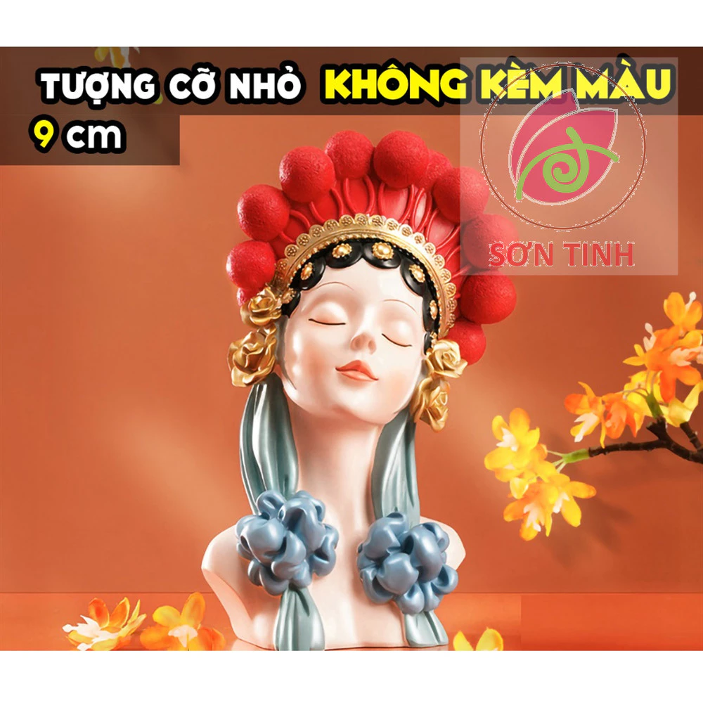 Tượng tô màu NÀNG MẪU HOA ĐÁN C.91, tô tượng thạch cao (Không kèm màu), tượng trắng decor