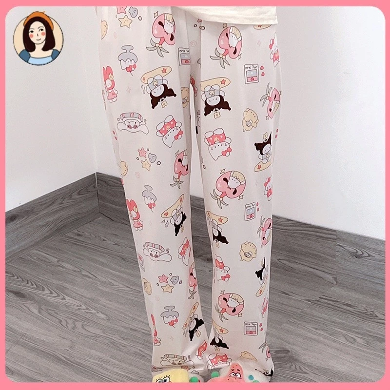 Hoạt Hình Hoạt Hình In Hình Pyjama Quần Nữ Xuân Thu Phong Cách Mới Đi Bộ Quần Cong Mùa Hè Rời Thường Ngày Quần Nhà Quần Dài Ngoài Mặc