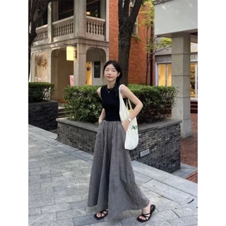 Culottes Suit Dài Lớn Đu Hakama Nữ Mùa Hè Cao Cấp Drape