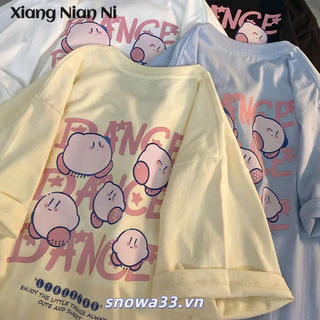 Xiang NIAN NI cotton Nguyên Chất Mùa Hè Mới Hoạt Hình Nhật Bản Áo Thun Nữ Tay Ngắn Ngọt Ngào Và Dễ Thương Cổ Tròn Rời Thường Ngày Bán Buôn