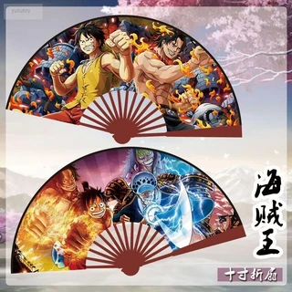 [Sẵn sàng] Quạt One Piece 33.3cm Quạt gấp hai chiều Mùa hè mát mẻ Họa tiết hai mặt bằng vải lụa hai mặt Quạt tre Quạt hàng ngày Quạt một mảnh Mười inch Quạt gấp anime Summeryututoy.my