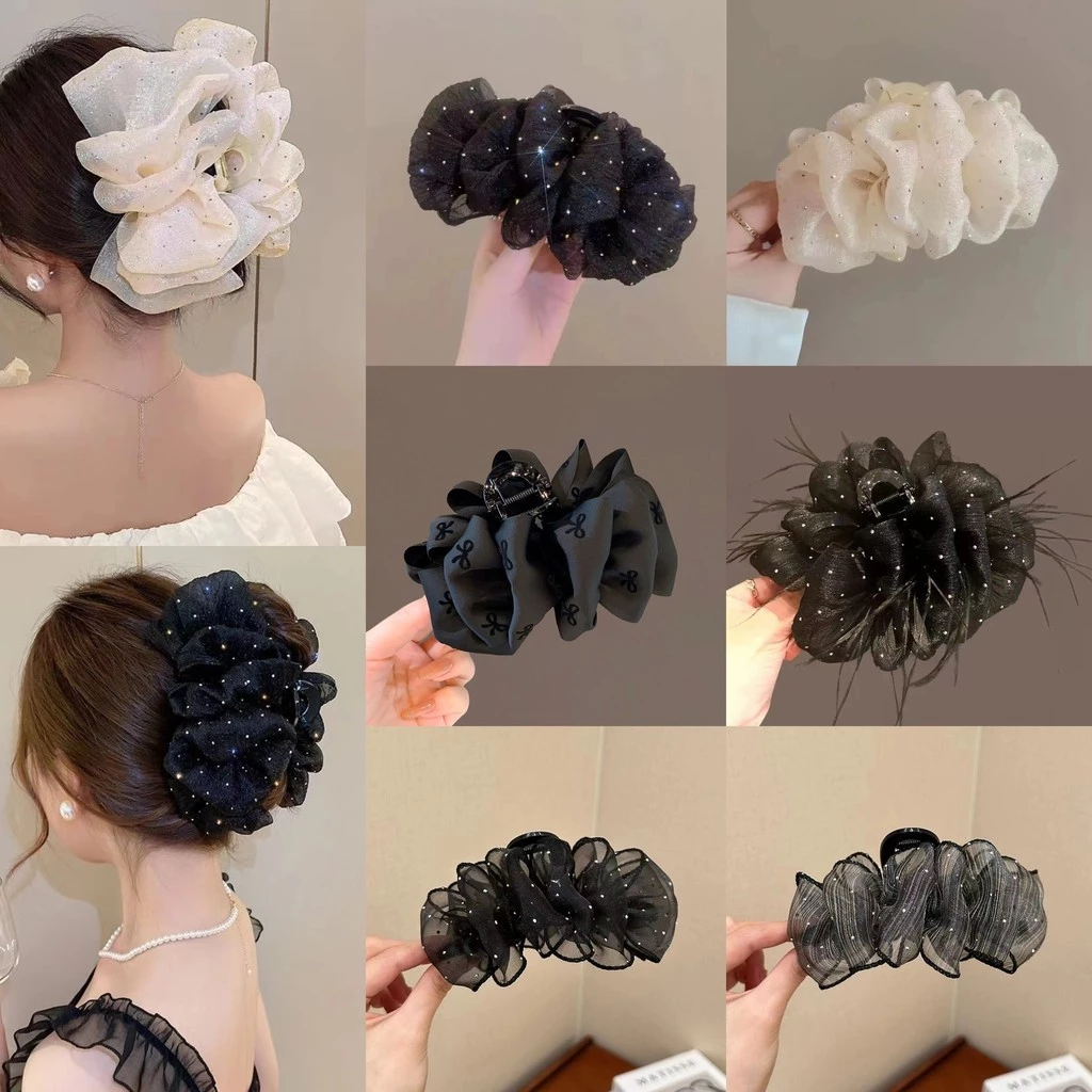 Kẹp càng cua nơ voan bồng bềnh size to (Nhiều mẫu)