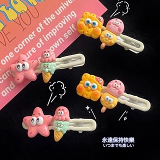 Mới SpongeBob Vuông Kẹp Tóc Cô Gái Sóng Trái Tim Kẹp Hoạt Hình Pie Ngôi Sao Lớn Nổ Kẹp Nhật Bản Sinh Viên Hàn Quốc Kẹp Tóc Phụ Kiện Tóc Bán Buôn