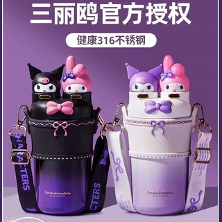 2023 Phong Cách Mới Sanrio Thermos Cup Nữ Sinh Viên Giá Trị Cao Ống Hút Nước Trẻ Em Hoạt Hình Di Động Đôi Uống Nước