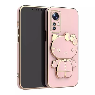 Ốp Lưng Cho OPPO Reno11 F Reno 11 Pro 11F 5G Dễ Thương KT Cat Gương Giá Đỡ Xoay Silicon Mềm Điện Thoại