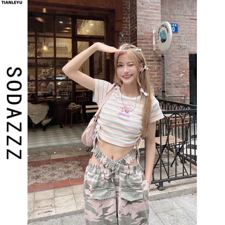 TIANLEYU áo phông áo thun nữ croptop baby tee Hàn Phong thời trang Fashion Stylish WTX2430PUF 13Z240326