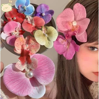 Kẹp cá mập Phalaenopsis siêu cổ tích, Kẹp tóc nhòe hoa theo mùa ngọt ngào, Kẹp tóc hoa tươi, Tóc đa năng