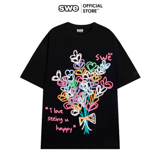 COD Áo Thun Local Brand Unisex SWE HAPPY TEE - Đen/ Trắng /