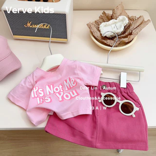 Verve Kids Áo phông bằng vải cotton ngắn tay phong cách Hàn Quốc dành cho bé gái mùa hè 2024 KWT242073I 8Z240220