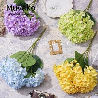 Muvako Hoa cẩm tú cầu nhân tạo, Hoa giả trang trí bằng lụa mô phỏng, Quà tặng Sắp xếp hoa cưới Trang trí nội thất 5 đầu Bó hoa cô dâu cưới cho bình hoa