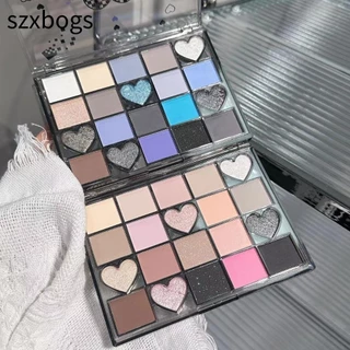 szxbogs Bảng phấn mắt, Phấn mắt người yêu màu đen khói 20 màu, Bảng trang điểm Sequin lấp lánh đa năng