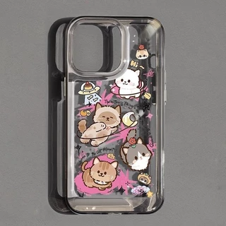 Dumb and Cute Leap Cat 15 ProMax Ốp Điện Thoại Hấp Thụ Sốc 14 Pro Apple 13 12 Pro Trong Suốt 11 Thương Hiệu Thời Trang Xs Xr Xsmax X Trọn Gói Lỗ Lớn