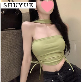 SHUYUE áo croptop Áo 2 dây áo ba lỗ Thời trang hàn quốc ins Gợi cảm may đo rực rỡ WBX24404KX 15Z240407