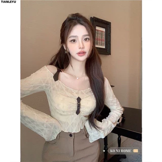 TIANLEYU áo phông áo thun nữ croptop baby tee Fashion Dễ thương Korean Casual WMY24104GB 5Z240130