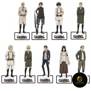 Mô hình Standee Attack on Titan Erwin Hange LEvi Eren Army Mikasa Jean Sasha 11 Phụ kiện trang trí để bàn góc học tập