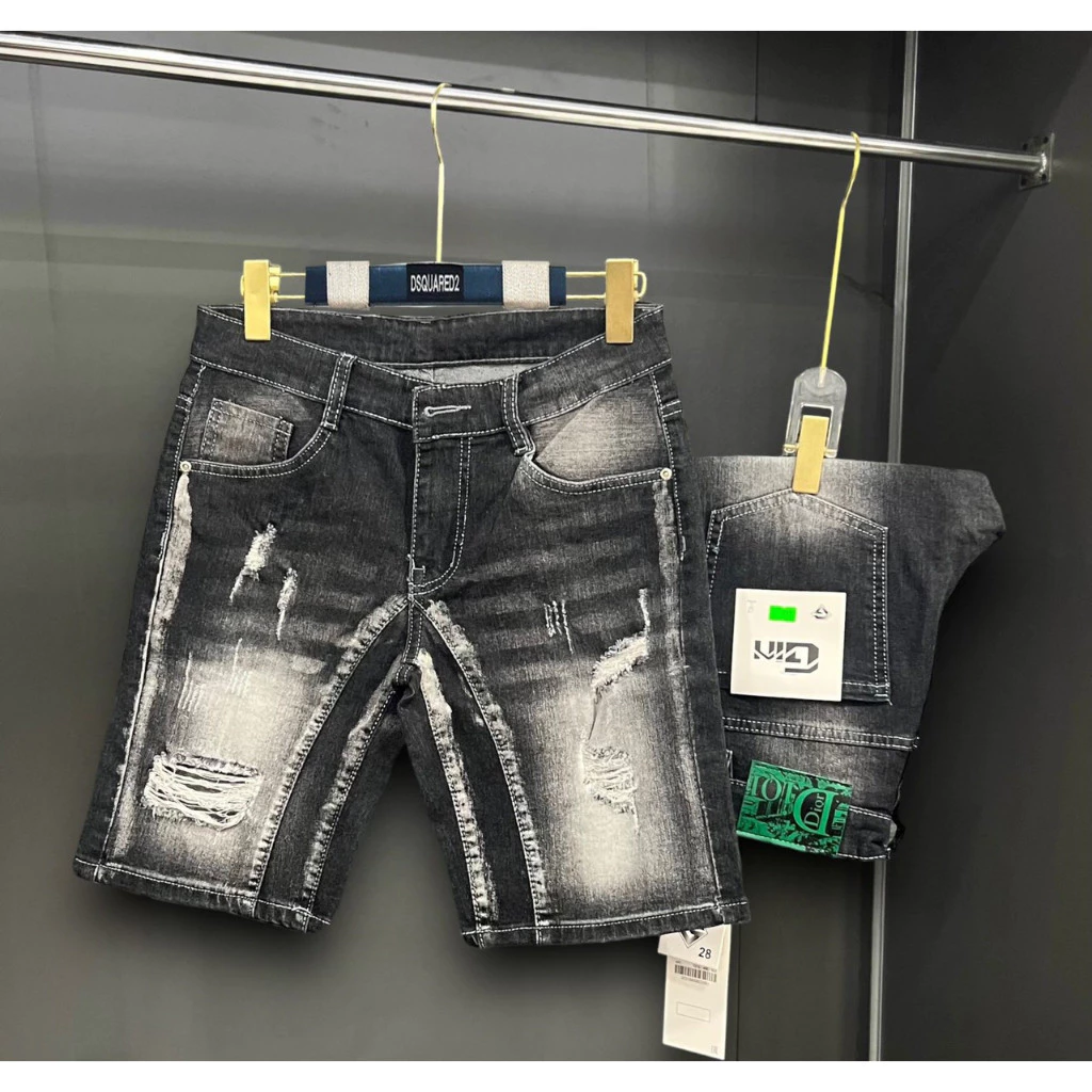 Quần short jean nam vải denim chất bò dày loang rách form gối nhẹ đẹp mẫu mới trẻ trung cao cấp -MENSWEAR