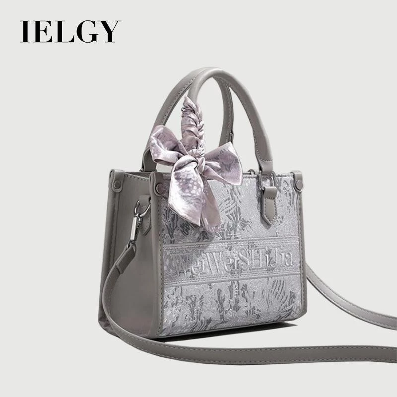 Túi Tote đi lại IELGY Túi mua sắm chéo một vai thêu họa tiết cao cấp (Giao hàng ngẫu nhiên kiểu ruy băng)