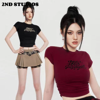 2ND STUDIOS áo phông áo thun nữ croptop baby tee Xu hướng Cổ điển Casual Trendy WTX242024D 6Z240204