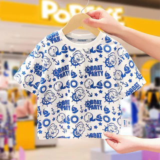 Trẻ Em Bé Trai Và Bé Gái Áo Thun Tay Ngắn Thoải Mái Cotton Nguyên Chất Cao Cấp Mềm Cổ Tròn Top In Hoạt Hình