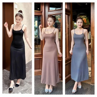 Đầm Maxi Nữ Hai Dây, Dáng Dài 3 Màu Thun Tăm Lạnh  Tôn Dáng  HD01 GUUU