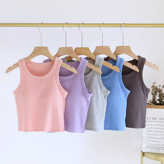 Áo Vest nữ ngắn cổ tròn Cotton Áo ngực thông thường