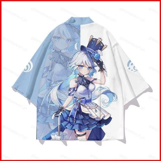 Ys Genshin Impact Furina Focalors Áo thun tay khuỷu tay quần short kimono cosplay