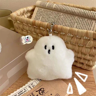 BOTEERDAISHU  Trắng Ghost Backpack Pendant Dễ thương Plush Trang sức Búp bê Key Buckle