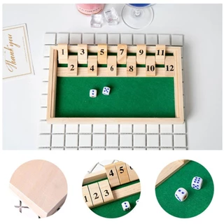 12 Số Gỗ Đóng Hộp Xúc Xắc Trò Chơi Ban Bộ Gia Đình Bar Board Game Xúc xắc Pub W9P3