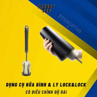 Dụng cụ rửa chai và ly Lock&Lock  - Có điều chỉnh độ dài - Màu xám đen