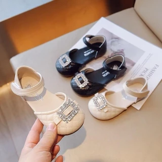 [W211] Sandal mũi tròn đính đá, sang chảnh cho Bé gái Thoáng khí Mềm