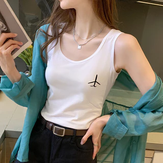 2024 Phong Cách Mới Cotton Nguyên Chất Influencer Bán Chạy Áo Thun Tay Ngắn Nhỏ Camisole Nữ Bên Trong Mặc Ra