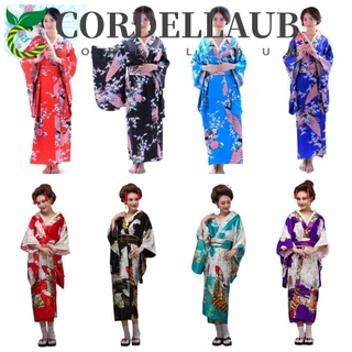 Cordellaub Kimono truyền thống Nhật Bản, in hoa phong cách Nhật Bản Sakura Girl Kimono Dress, sang trọng Châu Á Mới Phong cách Nhật Bản Yukata Áo choàng tắm Trang phục hóa trang