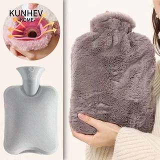 KUNHEV Túi Nước Nóng, 1L / 2L Lông Thỏ Giả Chai Nước Nóng, PVC Mềm Mại Sang Trọng Cao Su Ấm Túi Nước Cổ Vai Lưng Tay Chân Eo