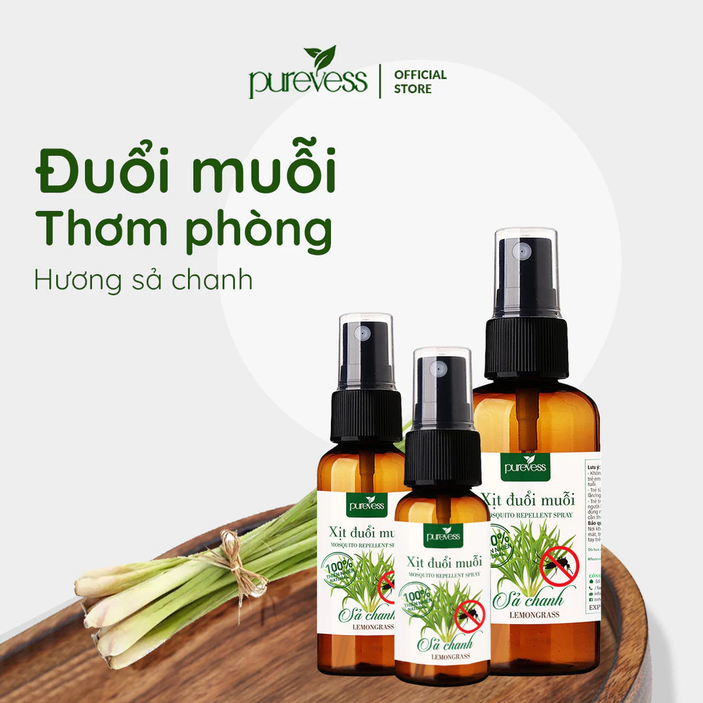 Xịt phòng tinh dầu Sả chanh, Sả Quế, Oải Hương - đuổi muỗi, khử khuẩn, thơm phòng, thư giãn hiệu quả