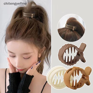 Chitengyefine 1Pc Cao Đuôi Ngựa Cố Định Móng Vuốt Kẹp Tóc Tròn Đầu Lưng Nữ Kẹp Tóc Cá Mập vn