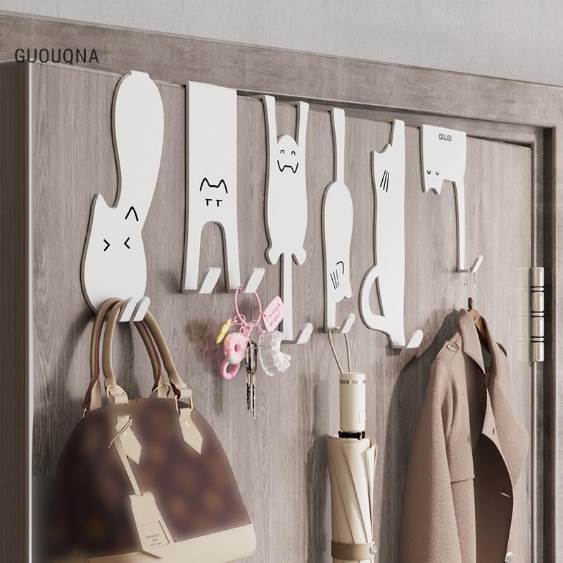 GUOUQNA Hoạt Hình Dễ Thương Phía Sau Cửa Móc Nhà Đấm Miễn Phí Nhà Bếp Phòng Tắm Tủ Móc Treo Đa Năng Sắt Móc Khóa Quần Áo GUOUqna
