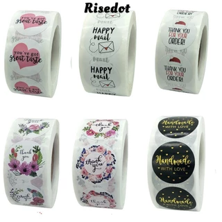 Risedot 500 Chiếc Cảm Ơn Bạn Dán Quà Tặng Bao Bì Thủ Công DIY Happy Mail Sticker Cuộn Gói Nhãn Quà Tặng Giấy Dán