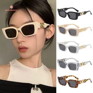 【peachcoco】Kính râm gọng nhỏ chống tia cực tím Kính râm khung hình chữ nhật Kính râm Unisex