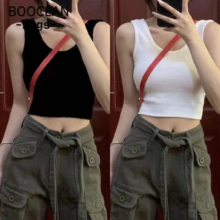 Áo Vest dây đeo, Áo khoác ngoài không tay gợi cảm, 2024 Áo khoác ngoài mỏng dệt kim cổ Crop Top Lady