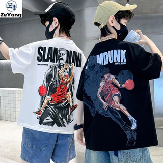 [Zy] 100-160cm Hàng có sẵn Áo thun ngắn tay Cotton nguyên chất dành cho trẻ em Áo thun thông thường Slam Dunk Baby Simple All-Match Top Sports Undershirt Anime Rukawa Kaede Sa