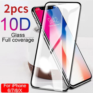 2 Chiếc 10D Full Cover Kính Cường Lực Tương Thích Cho IPhone 11 12 13 14 15 Pro MAX 6 7 8 Plus X Xs MAX XR Phim Bảo Vệ Màn Hình Mini